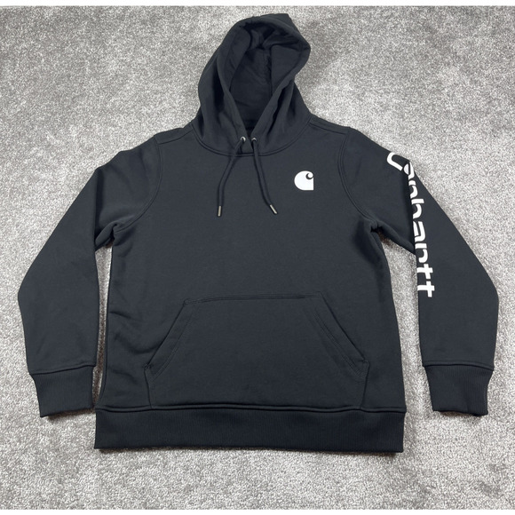 Carhartt Hoodie Womens Medium Relaxed Fit Fleece Cozy Outdoors Black - Picture 1 of 10
